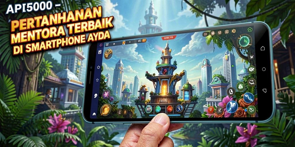Tampilan captivating gameplay dengan menara berwarna cerah di API5000.