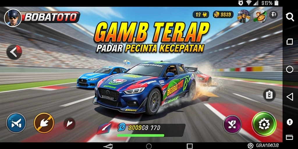 Tampilan permainan BOBATOTO saat berlomba di lintasan balap.