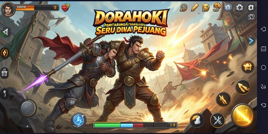 Gameplay DORAHOKI menampilkan pertarungan yang intens dan karakter yang beragam.