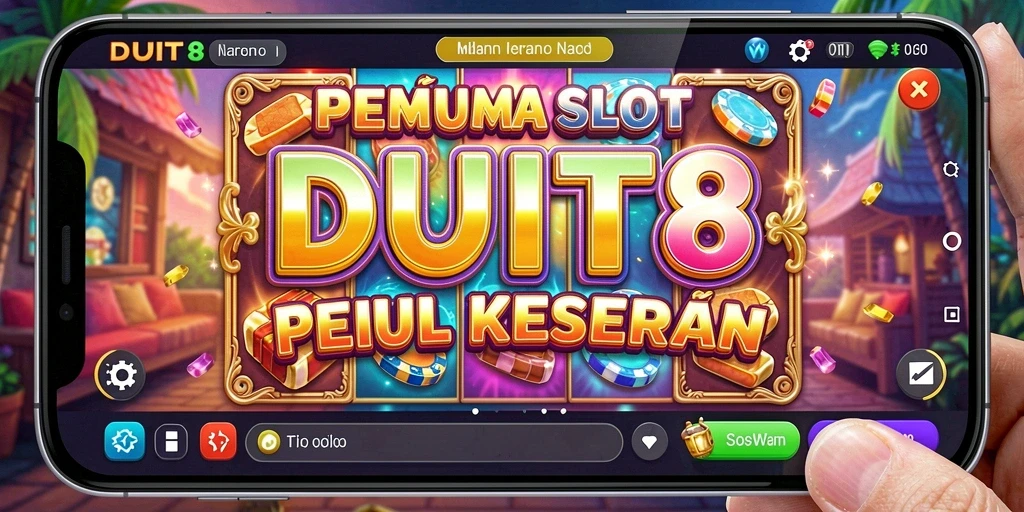 Tampilan menarik gameplay Slot DUIT8 dengan simbol-simbol berwarna.