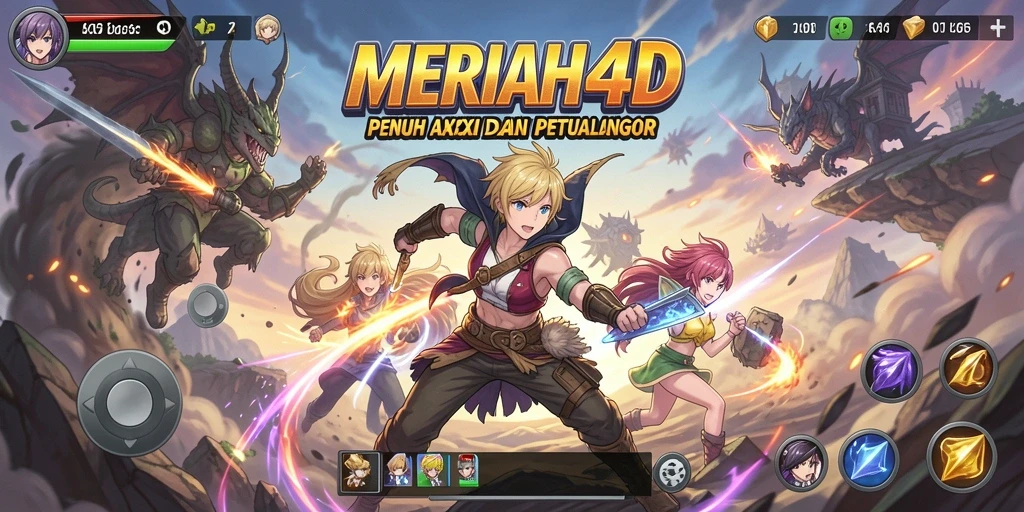 Tampilan gameplay MERIAH4D yang penuh warna dan aksi.