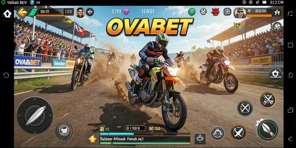 Gameplay seru balapan motor di OVABET yang menantang.