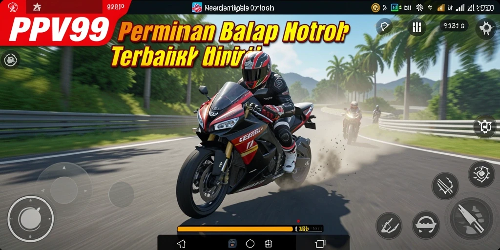 Tampilan gameplay PPV99 yang mendebarkan dalam balapan motor.