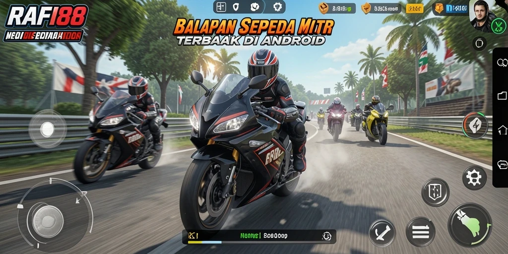 Screenshot gameplay RAFI88 menampilkan balapan motor yang seru.