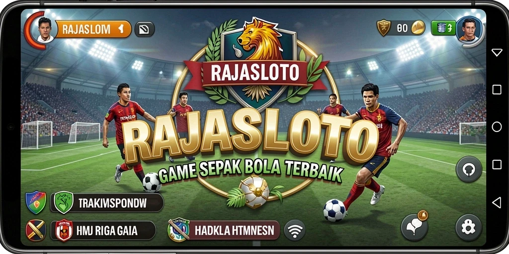 Tampilan gameplay seru dari RAJASLOTO pada pertandingan sepak bola.