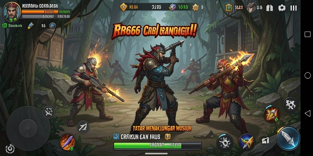 Tampilan gameplay strategi menegangkan di RR666 dengan berbagai unit.