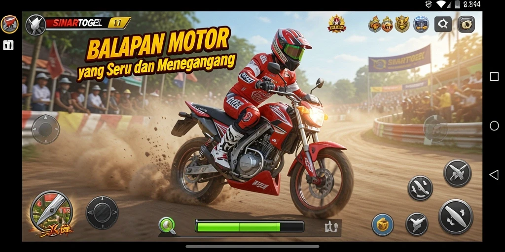 Tampilan seru gameplay balapan motor di SINARTOGEL.