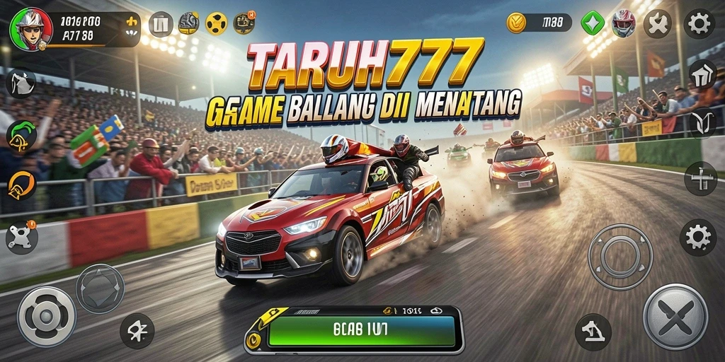 Screenshot TARUH777 menunjukkan aksi balapan yang mendebarkan.
