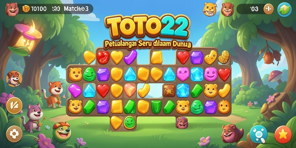 Tampilan gameplay seru dari TOTO22 dengan permata yang berwarna-warni.